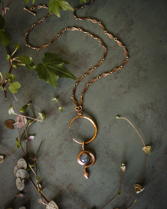 Immortal Serpent: Renewed — Labradorite Pendant Necklace